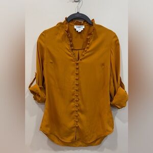 Express Portofino Shirt Womens Size XXS Blue Button Front Long Roll Tab …